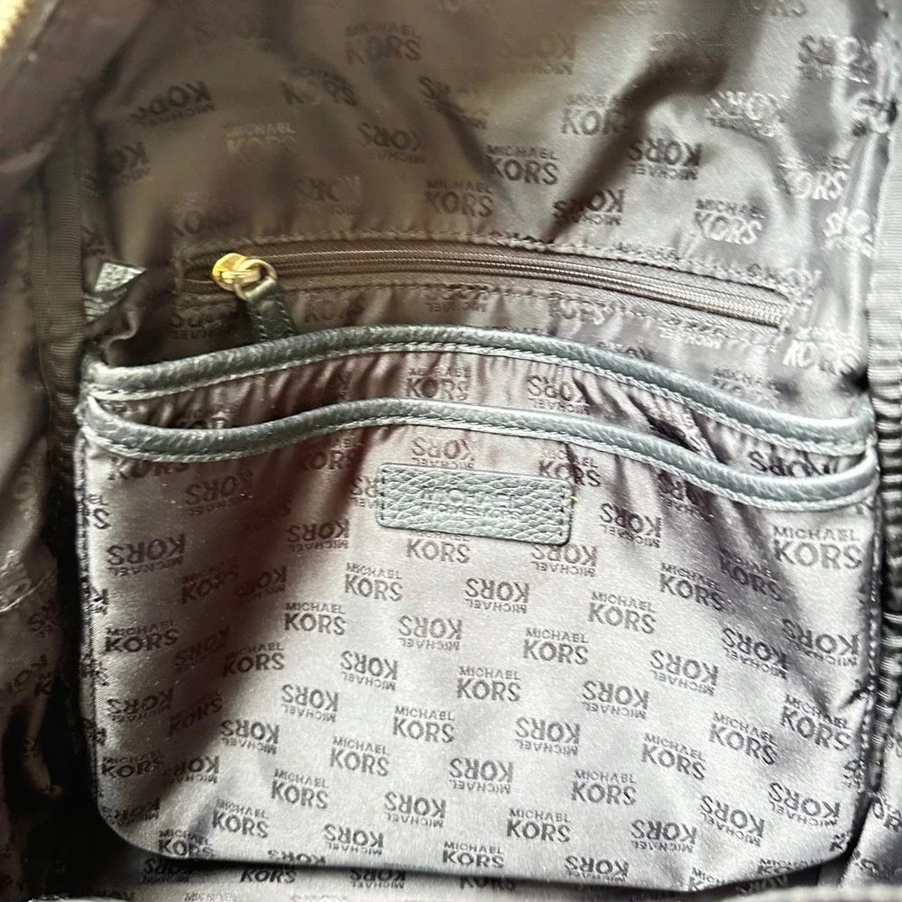 Michael Kors Abbey Large Backpack Black Pebbled Leather Gold Tone Hardware Bag